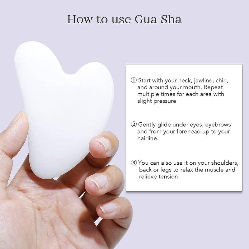 Gua Sha Massage Tool Set, 2Pcs/Set Double Head Facial Roller Massager & Gua Sha Board, Anxiety Device for Men, Fights Fine Lines & Wrinkles, Comfort Skincare Massage Relaxation Tool for Face & Body